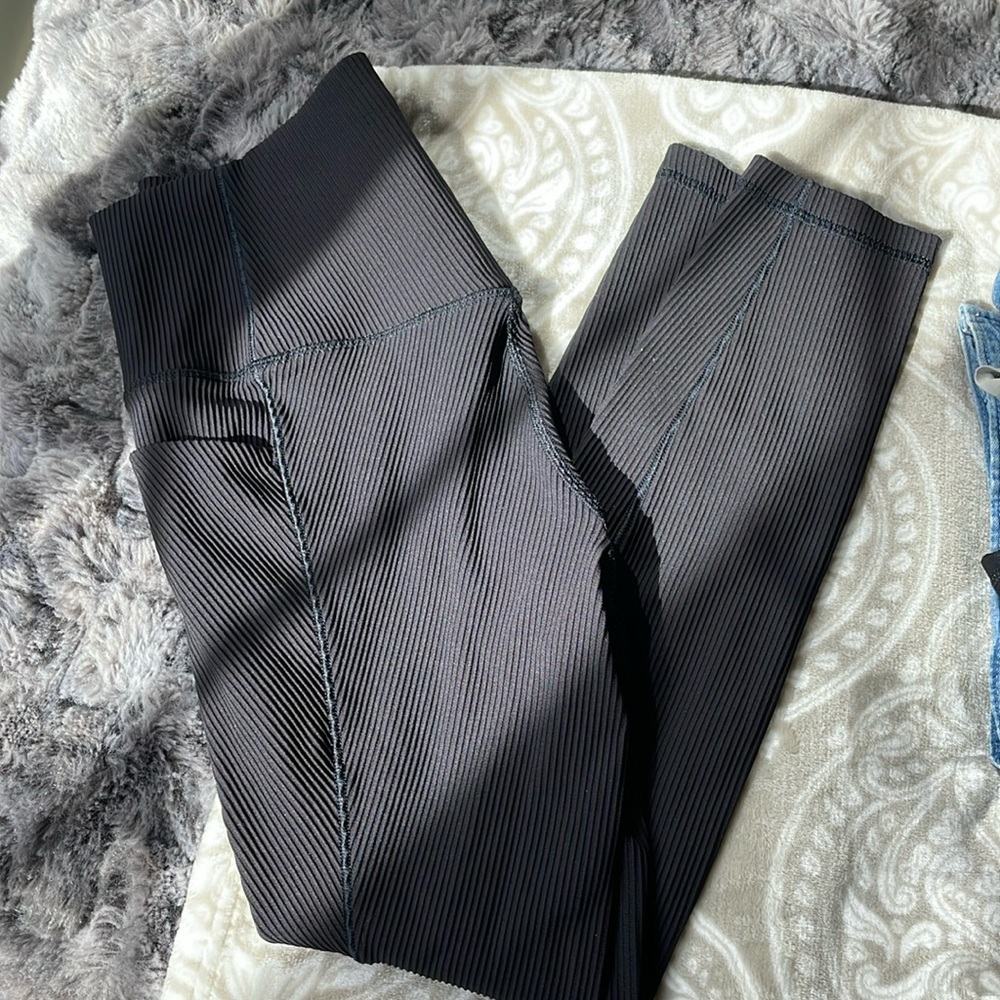 Athleta Ribbed High-Waist Black Leggings